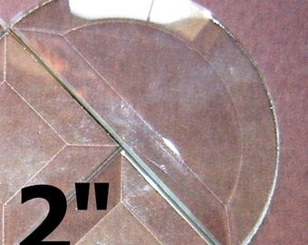 Ten Pack of 2" Half Circle Clear Glass Bevel Flat Back - for stained glass or glass crafts