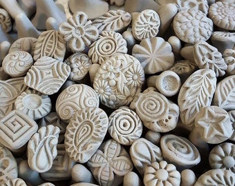 Handmade Clay stamps for pottery, polymer, PMC, fondant and more.... Clay Tools, Pottery Texture Tool, Stamps for DIY and all of your crafts