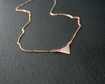 Tiny triangle rose gold necklace - minimalist - geometric