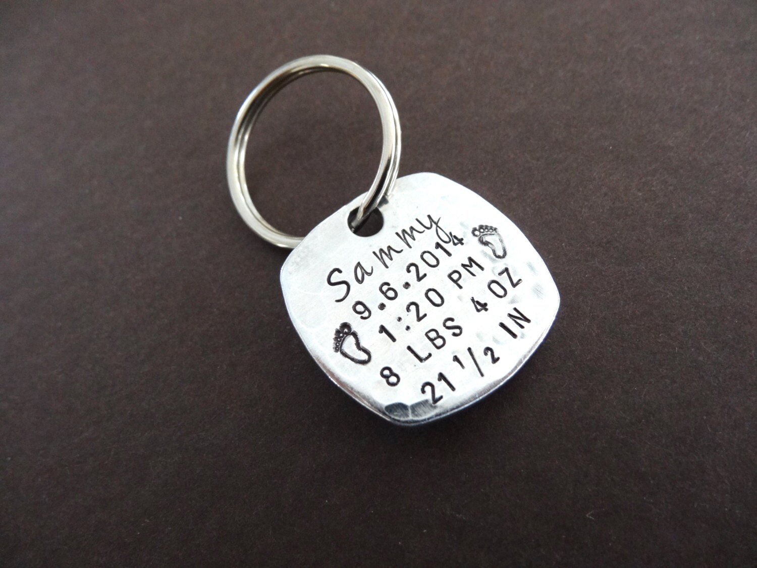 Birth Announcement Keychain Baby Stats Keychain Hand