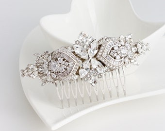 Bridal Comb Crystal Hair Comb Rhinestone Headpiece Wedding Hair Accessories Swarovski Veil Clip EVIE
