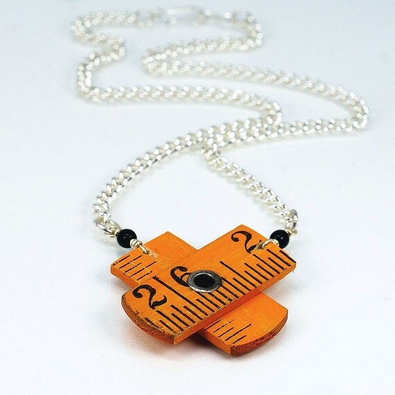 Upcycled Ruler Necklace- Found Object Jewelry by Tanith Rohe