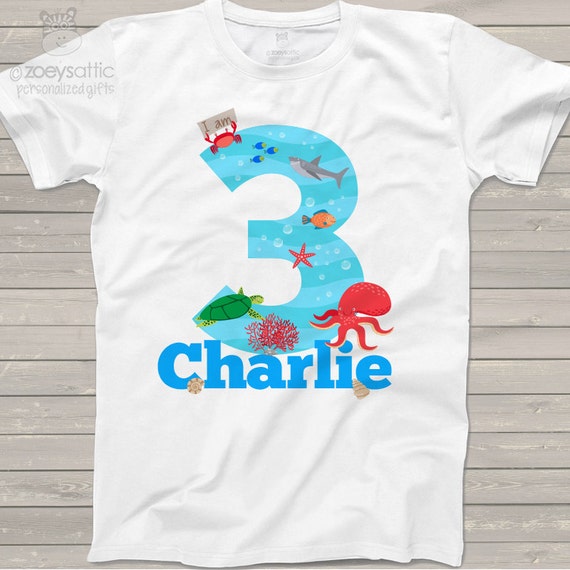 ocean theme Birthday shirt any age ocean life beach theme