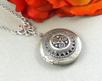 Triskele Celtic Locket, Silver, Celtic, Locket, Necklace, Yoga, Meditation, Spirtual, Celtic Locket