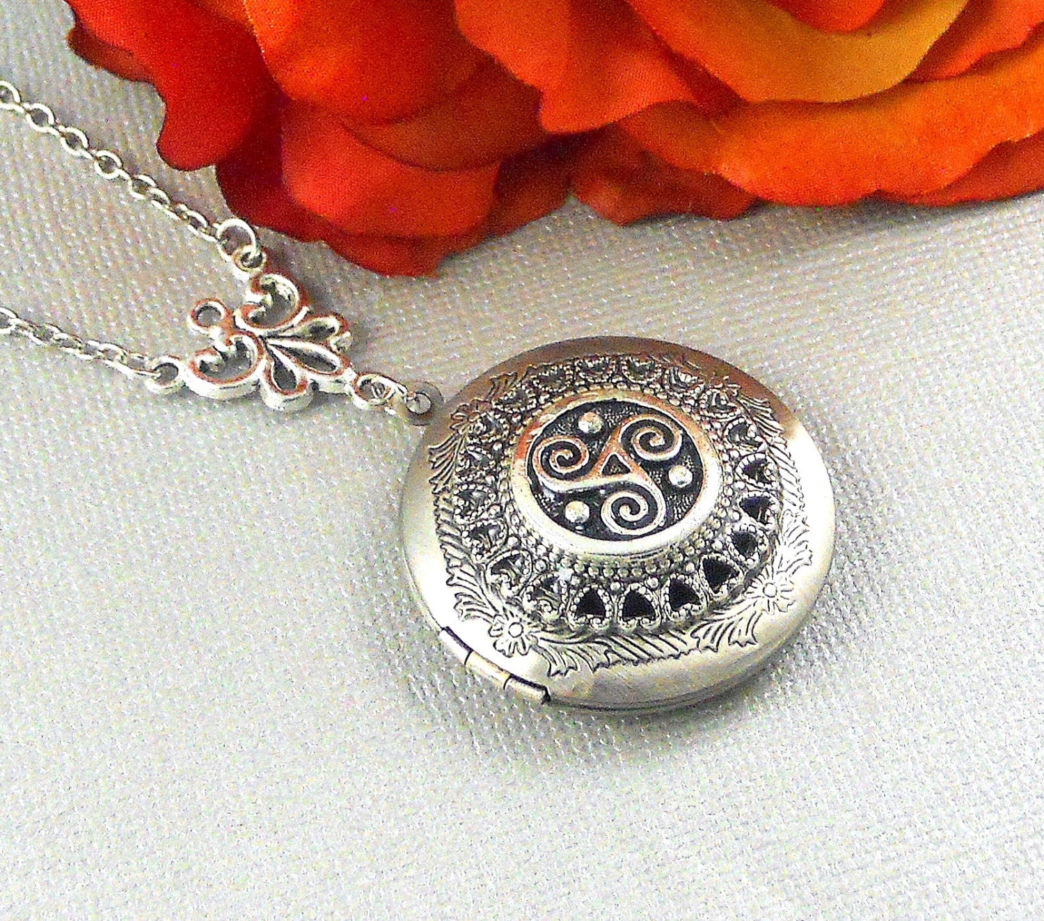 Triskele Celtic Locket Silver Celtic Locket Necklace