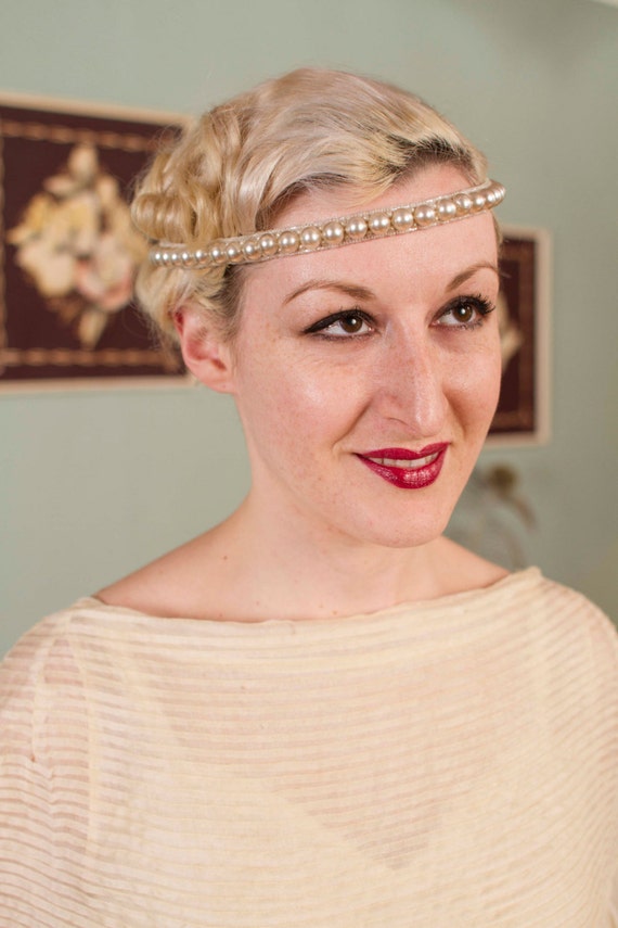 Vintage 1920s Headdress - New Old Stock Blown Glass Pearl Bridal Flapper ...