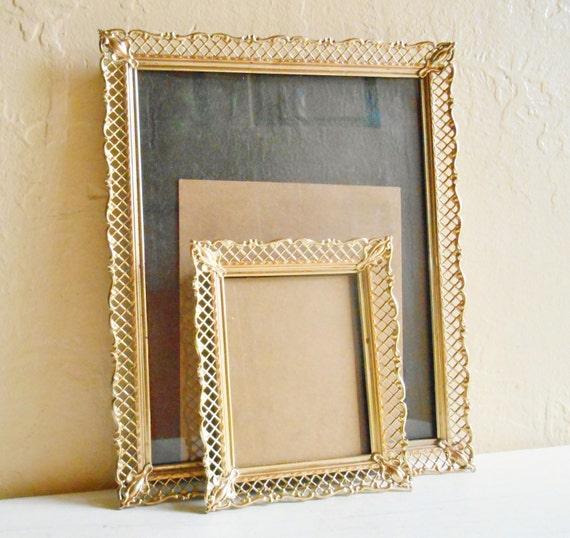 Beautiful Vintage Gold Metal Filigree Picture Frames 8x10 and