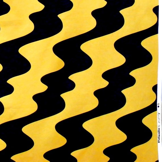 Yellow and Black Striped Fabric by the Yard. Striped Modern