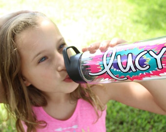 Personalized Water Bottle, Custom Color Choices, Easter Basket, Gift for Girls or Boys, Teens or Tweens, Tie Dye Design, Group Discounts