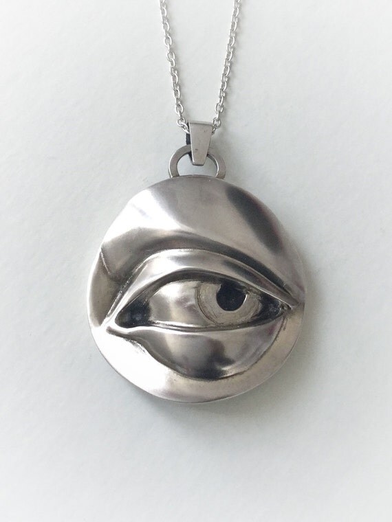All Seeing Eye Silver Necklace Chain Pendant by lachemisedepeau