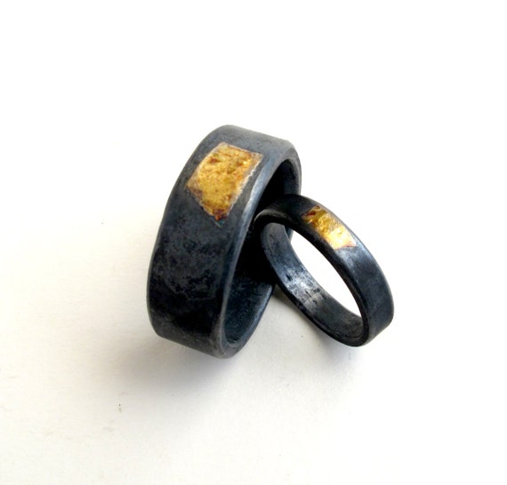 Wedding Rings Gold And Silver Made To Order Rings Oxidized Silver With ...