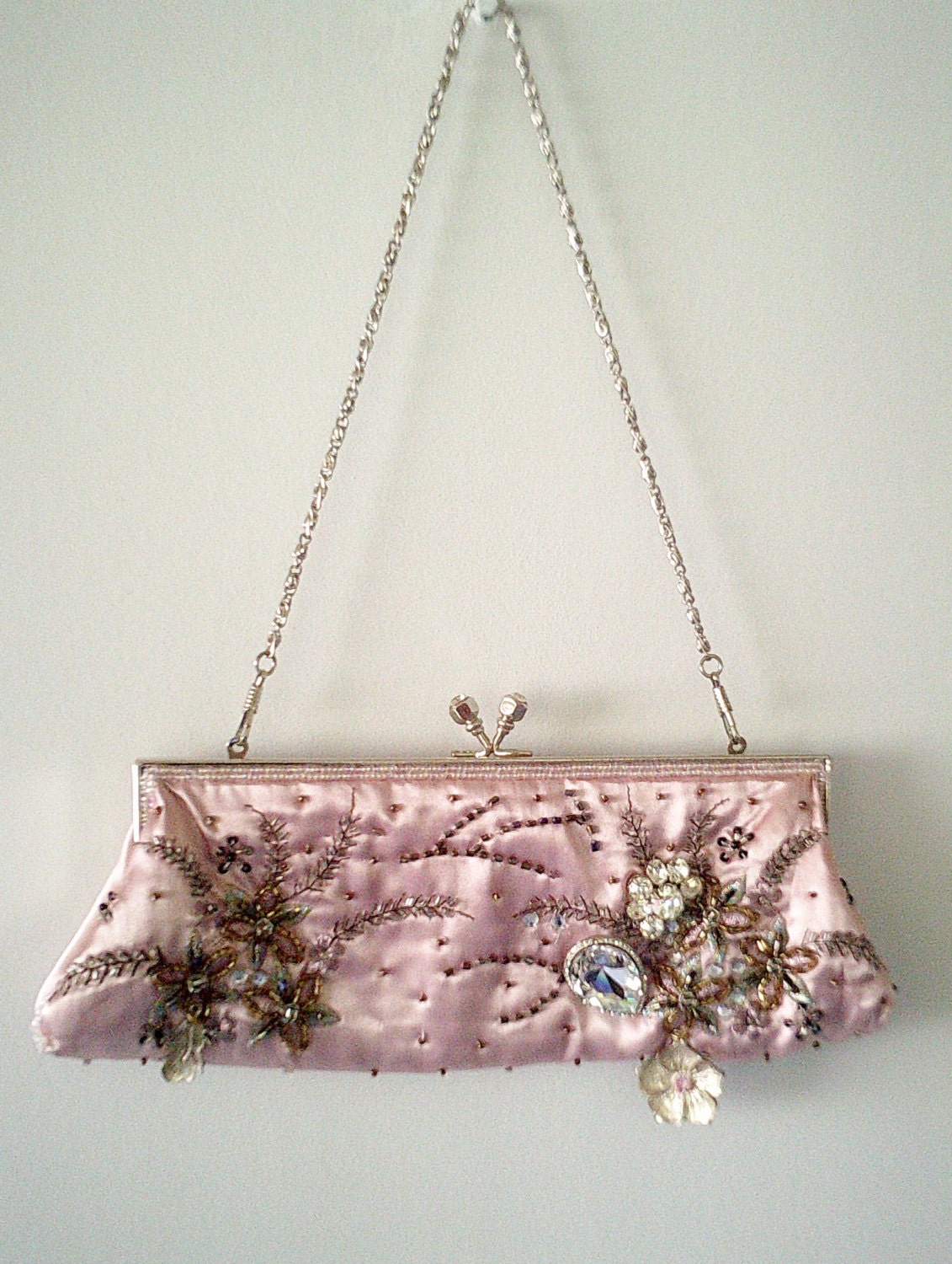 pink beaded purse pink beaded bag rhinestone handbag pink