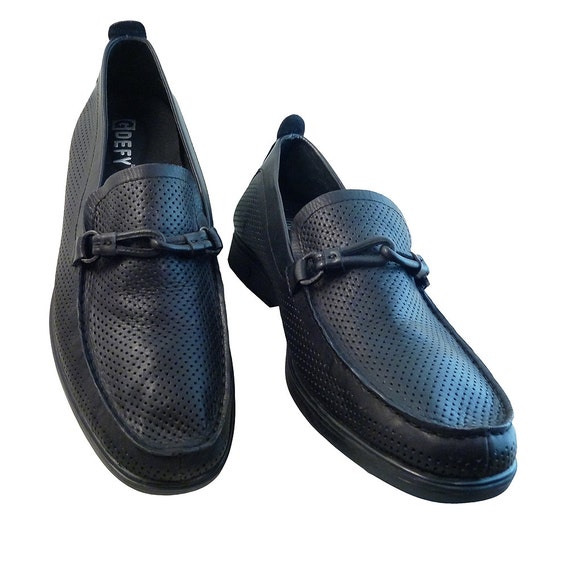 Men Size 15 // Black Leather Loafers // Gravity Defyer Great