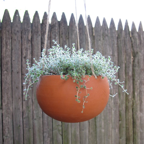 hanging terracotta planter round with drainage