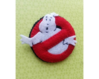 Handsewn Ghostbusters pin, Ghostbusters patch, ghost brooch, Halloween pin, Felt pin