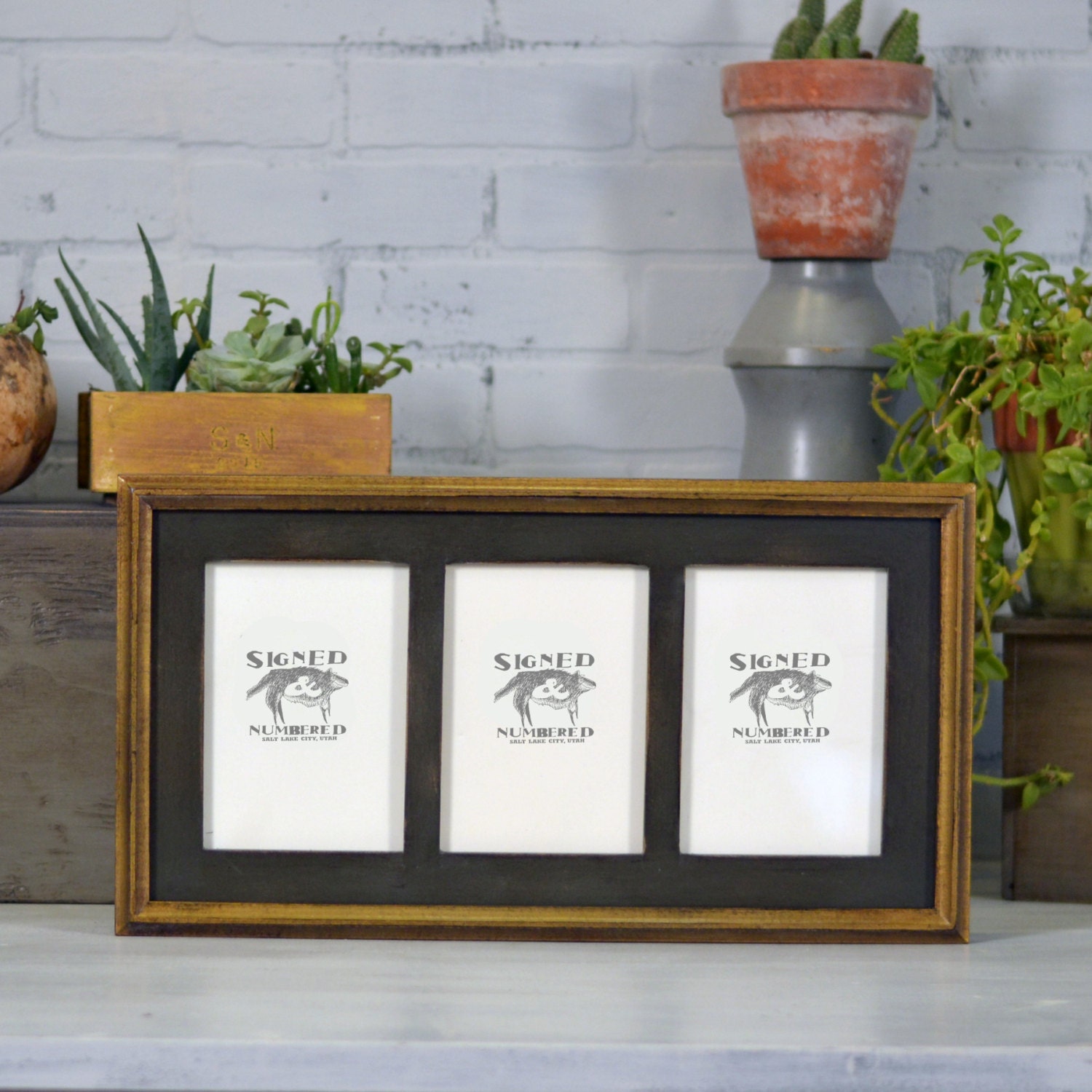 5x7 Triptych Frame with Windows for 3 Portrait Photos with