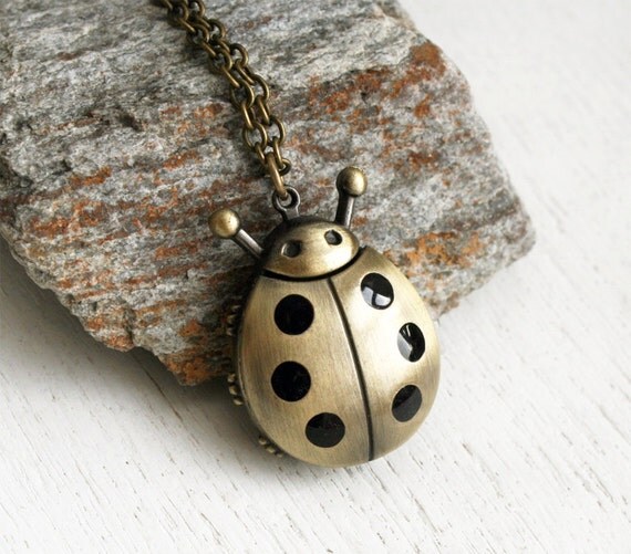 Ladybug Watch Necklace / Ladybug Necklace / by greenduckweed