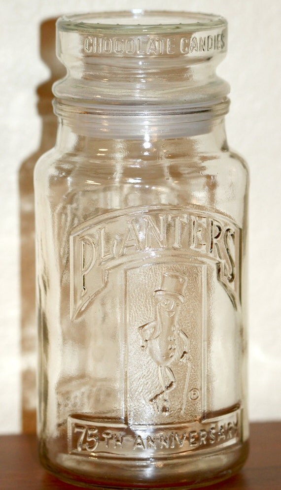 Mr Peanut Jar With Lid Planters 75th Anniversary By VintageTerrace Mr Peanut Jar With Lid Planters 75th Anniversary By VintageTerrace