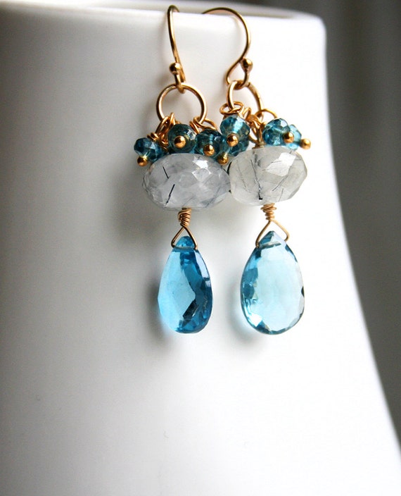 Blue Gemstone Earrings Gemstone Jewelry Drop Earrings