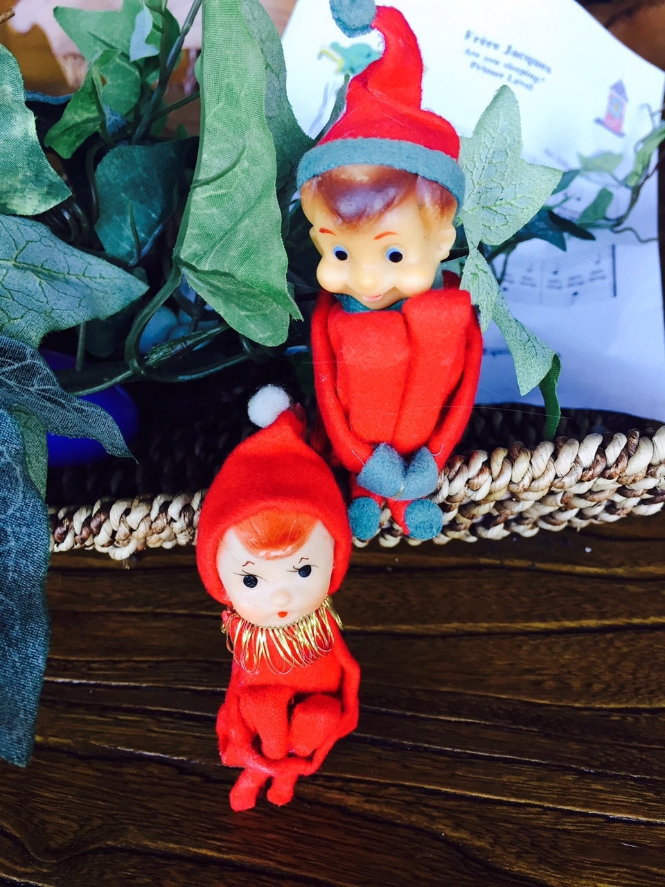 Vintage Elf Shelf Sitters Boy And Girl Pixie Made by missenpieces