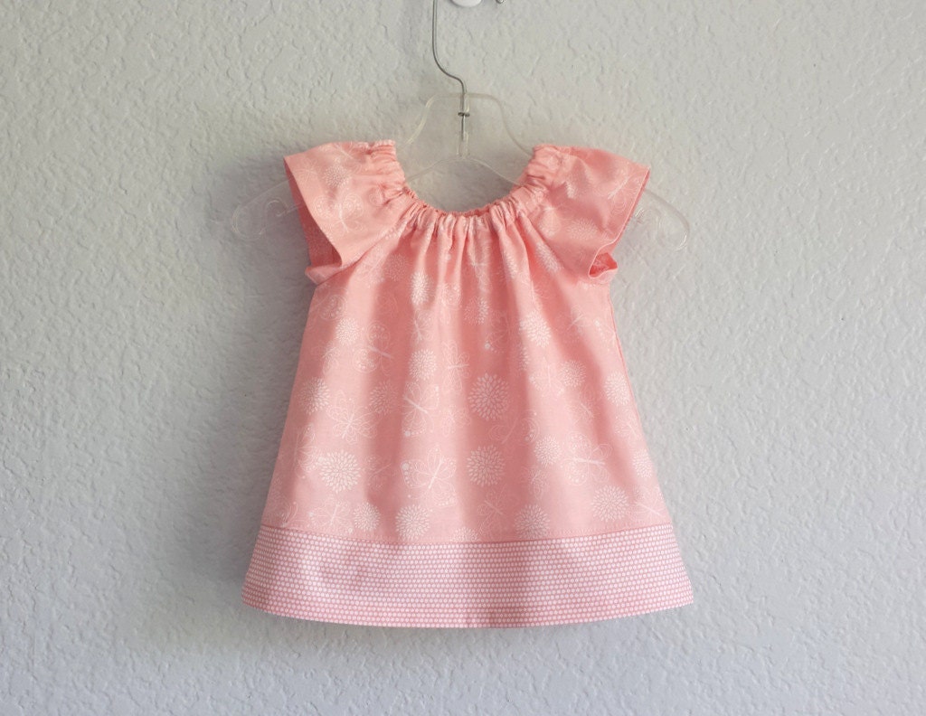 New Baby Girls Pink Dress Pink with White Flowers and
