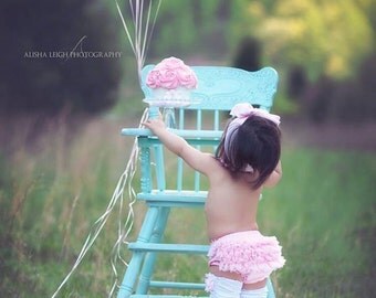 Baby Girl Pink Ruffle Lace Bloomer Diaper Cover & Rose Ruffle Leg Warmers Boot Cuffs. 1st Birthday Outfit, Cake Smash, Coming Home Outfit