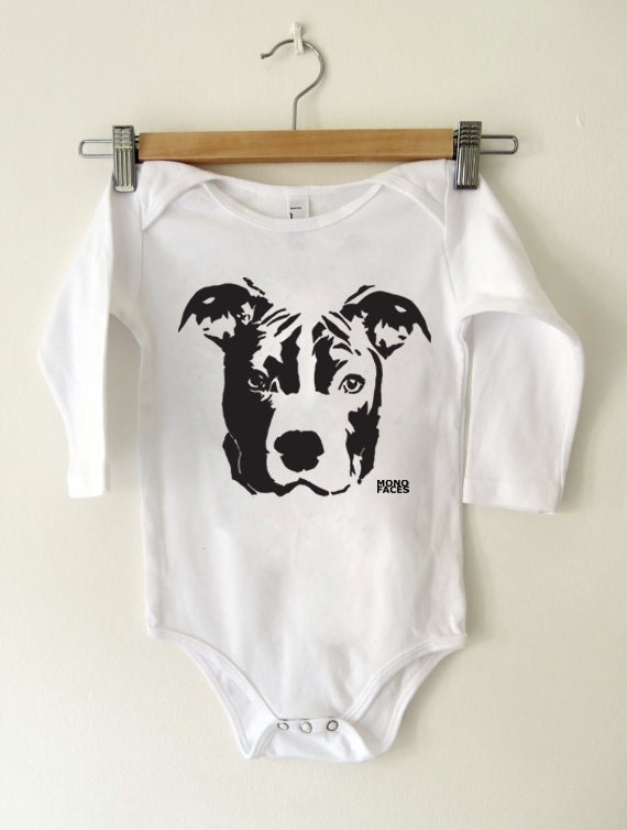 Pit Bull baby onesie unique clothes with dog dog by MONOFACES