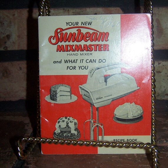Vintage SUNBEAM Mixmaster Hand Mixer 1957 Recipe by 1OfAKindCrafts