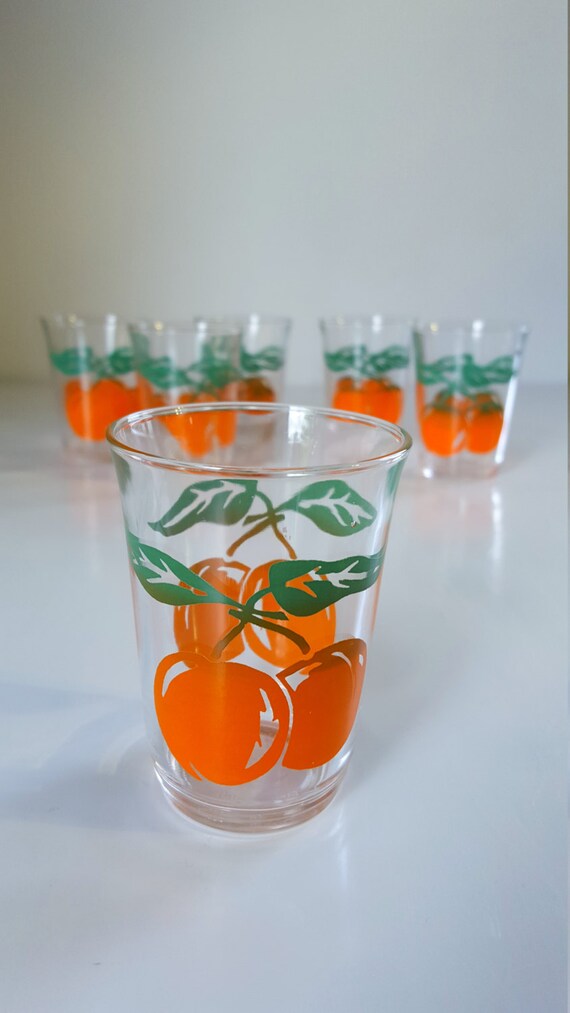 Vintage Retro Fruit Juice shot glasses glasses by fcollectables