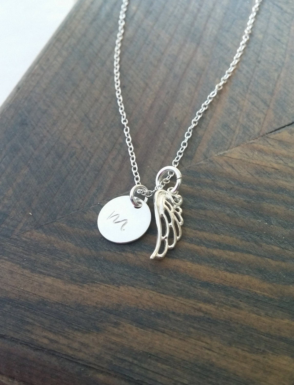Memorial Necklace // Personalized Angel Wing Necklace