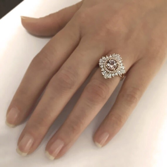 14k Rose Gold Vintage Morganite Engagement Ring by ldiamonds 14k Rose Gold Vintage Morganite Engagement Ring by ldiamonds