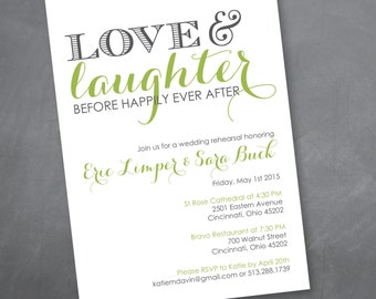 Love and Laughter Rehearsal Dinner Invitation - Digital Design File