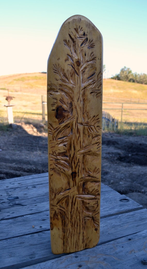 Tall Pine Tree Wood Burn Art by DeLislesRustTreasure on Etsy