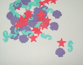 Seahorse Confetti/ Little Mermaid/ Seashell/ Starfish /Party Supplies/ Birthday/ Beach/ 100 Pieces