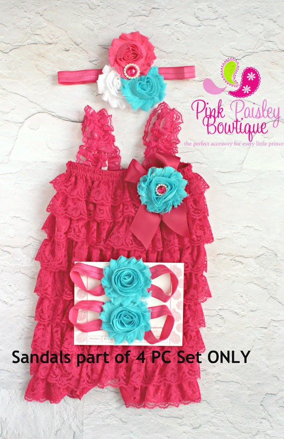 Hot Pink petti lace romper and headband by Pinkpaisleybowtique