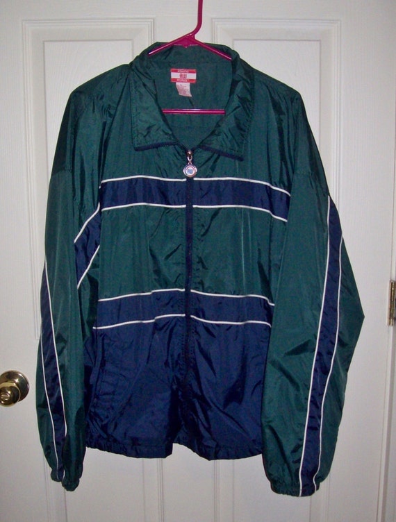 Vintage Men's Green Windbreaker Jacket by Athletic Works