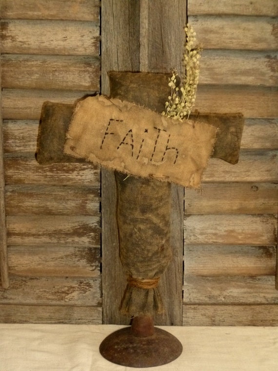 Primitive Faith Cross - Primitive Cross - Easter, Religious Primitive decoration