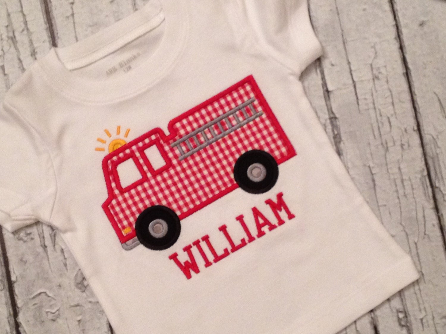 Firetruck shirt. Personalized little boy tshirt by GentrysCloset