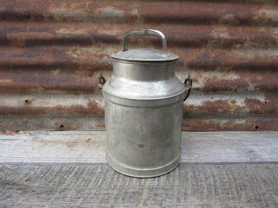 Small 4 Quart Vintage Stainless Steel Milk by TheOldTimeJunkShop