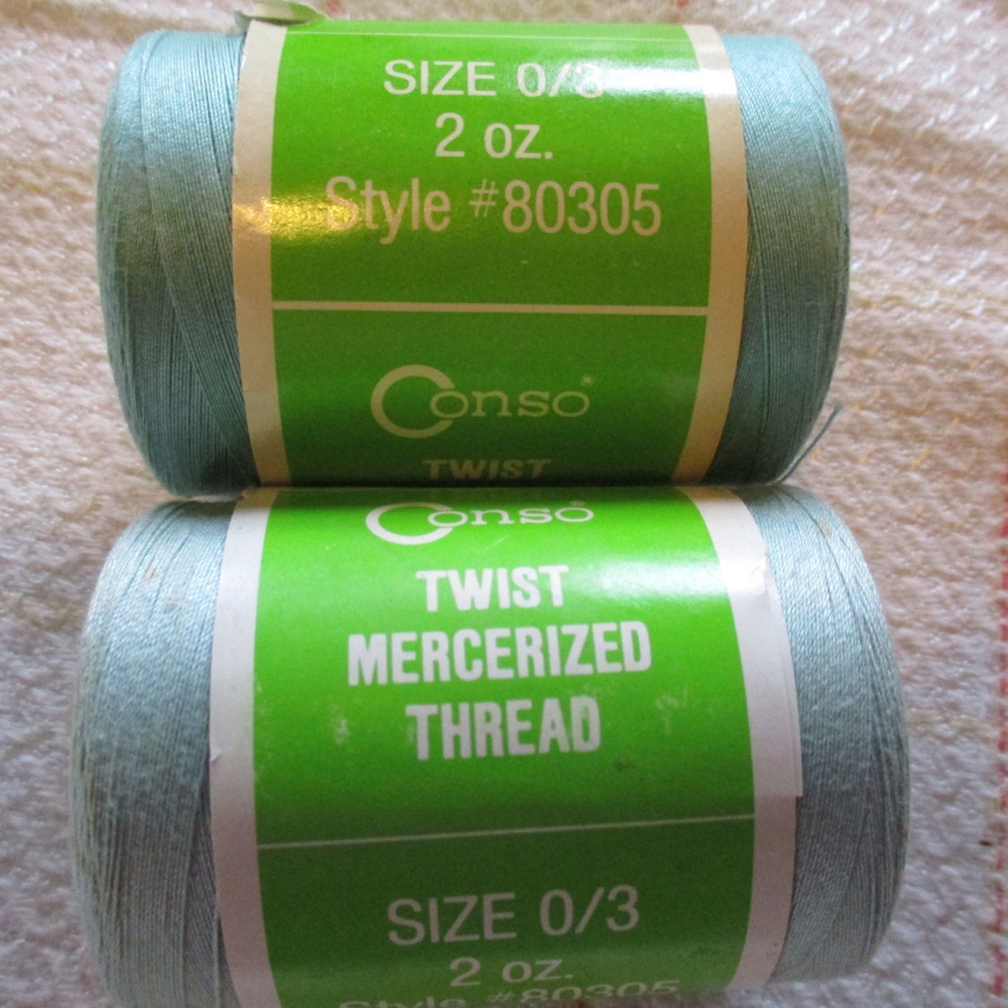 Vintage Sewing Thread Mercerized Cotton Aqua and Lt. Turquoise