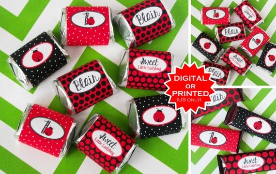 Ladybug Miniature Candy Bar Wraps - Chocolate Bar Wraps - Ladybug Candy Labels - Ladybug Party Favors - DIgital & Printed Il_570xn