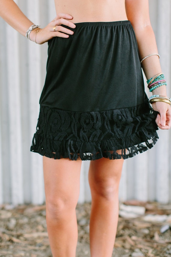Black Lace Half Slip, Dress Extender, Boho, Stylish Skirt Lengthener