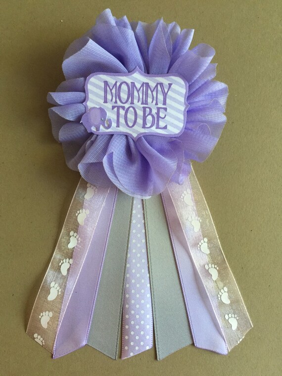 Purple Elephant Baby Shower Mommy To Be Flower Ribbon By Afalasca