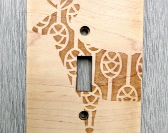 Deer Light Switch Cover // Wooden Wall Lightswitchplate // Woodland Theme Nursery Art // Nursery Decor // Deer Decorations // Baby's Room