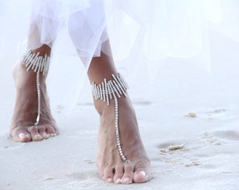 Equalizer rhinestone barefoot sandal, beach wedding barefoot sandal,anklet,bangle