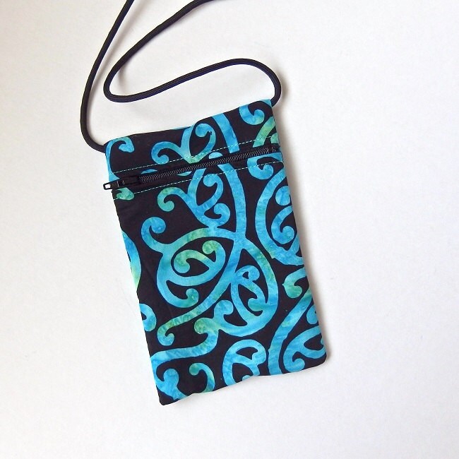 Pouch Zip Bag NZ BATIK Fabric. Small fabric Purse. by VinoCatz