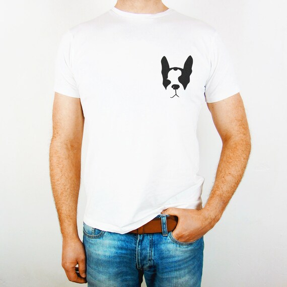 Boston Terrier Print Left Chest Placement Cotton by ...