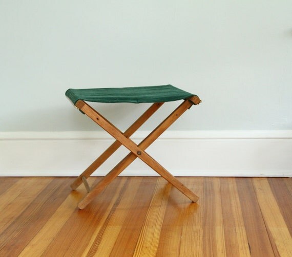 Vintage Folding Wooden Camp Stool