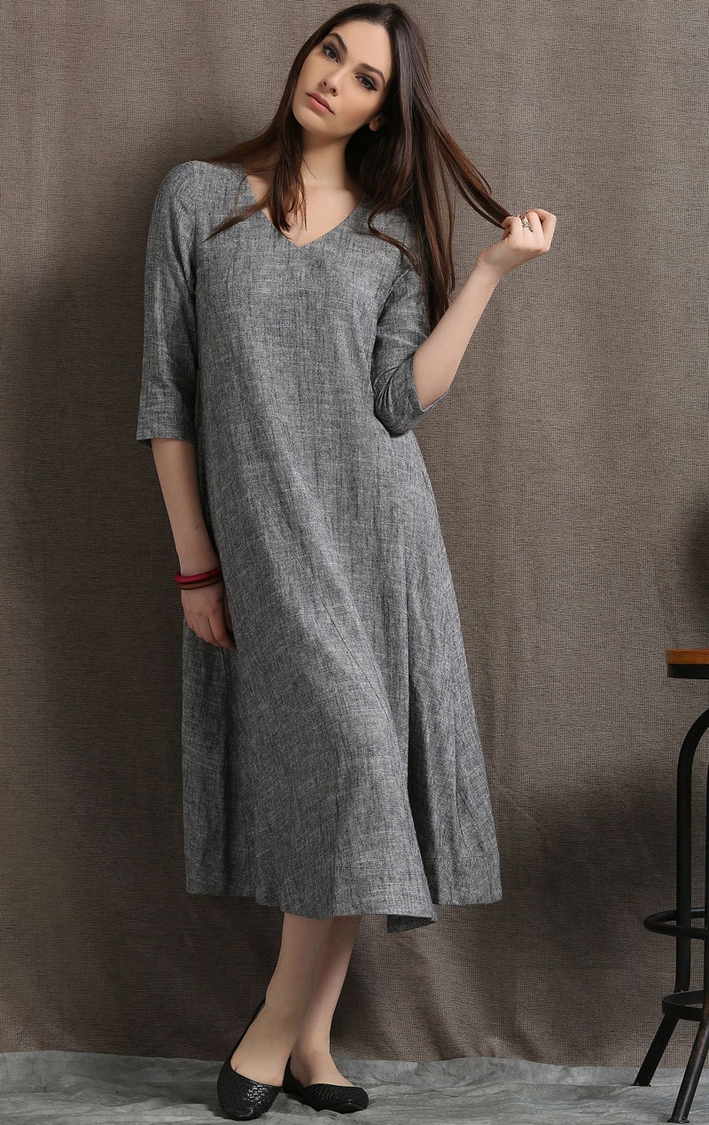 Dress Linen Dress womens dresses midi dress causal dress