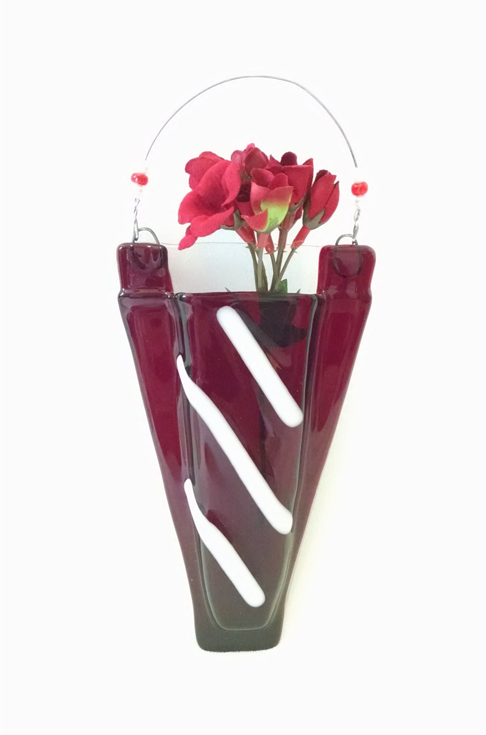 Fused Glass Pocket Vase Wall Vase Red and by StainedGlassYourWay